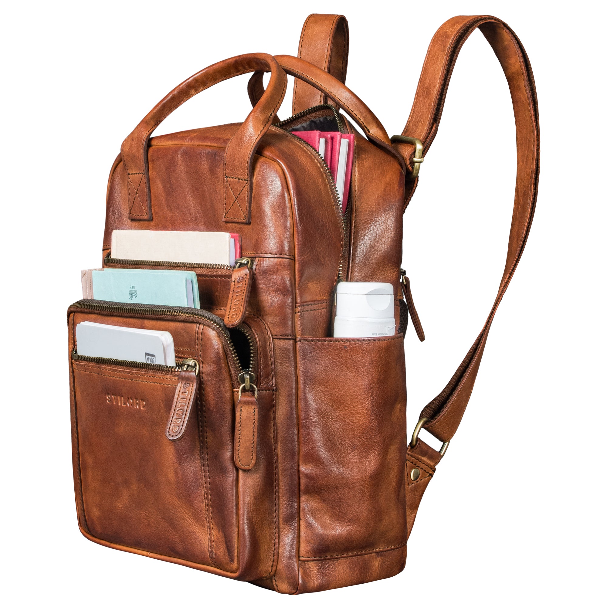 Leder Damenrucksack Leder elegant klein braun