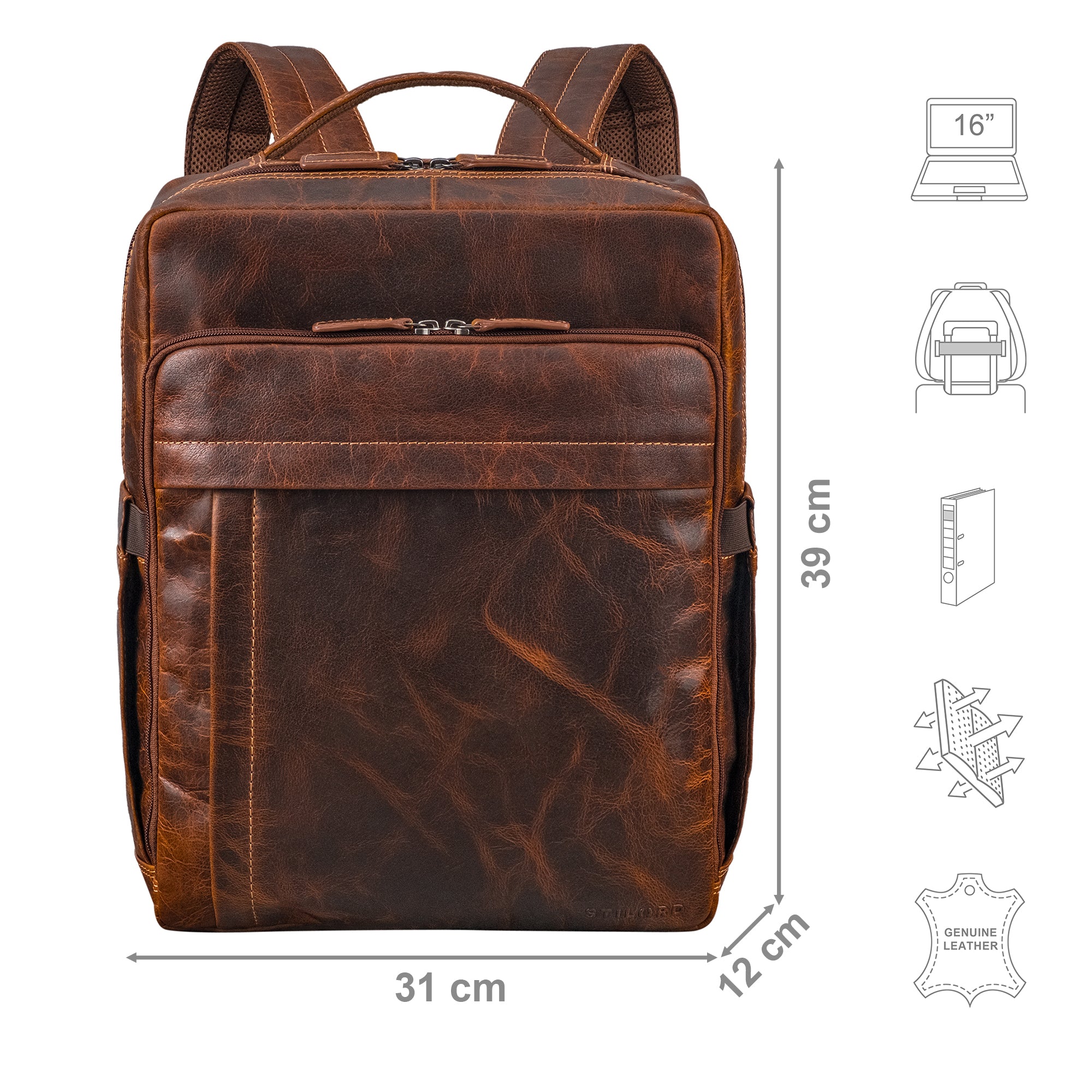 damen laptop rucksack leder dunkelbraun
