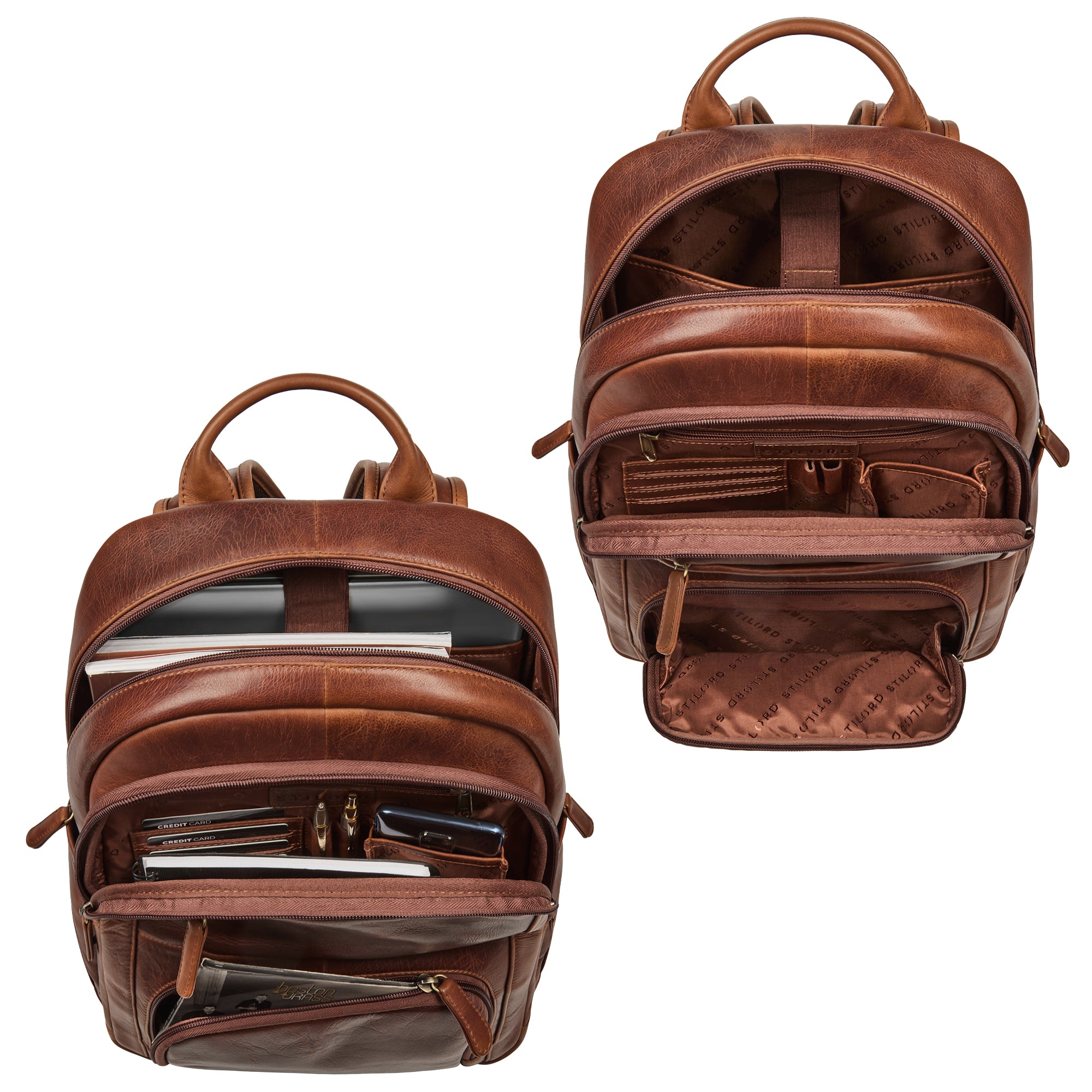leder rucksack für herren cognac groß