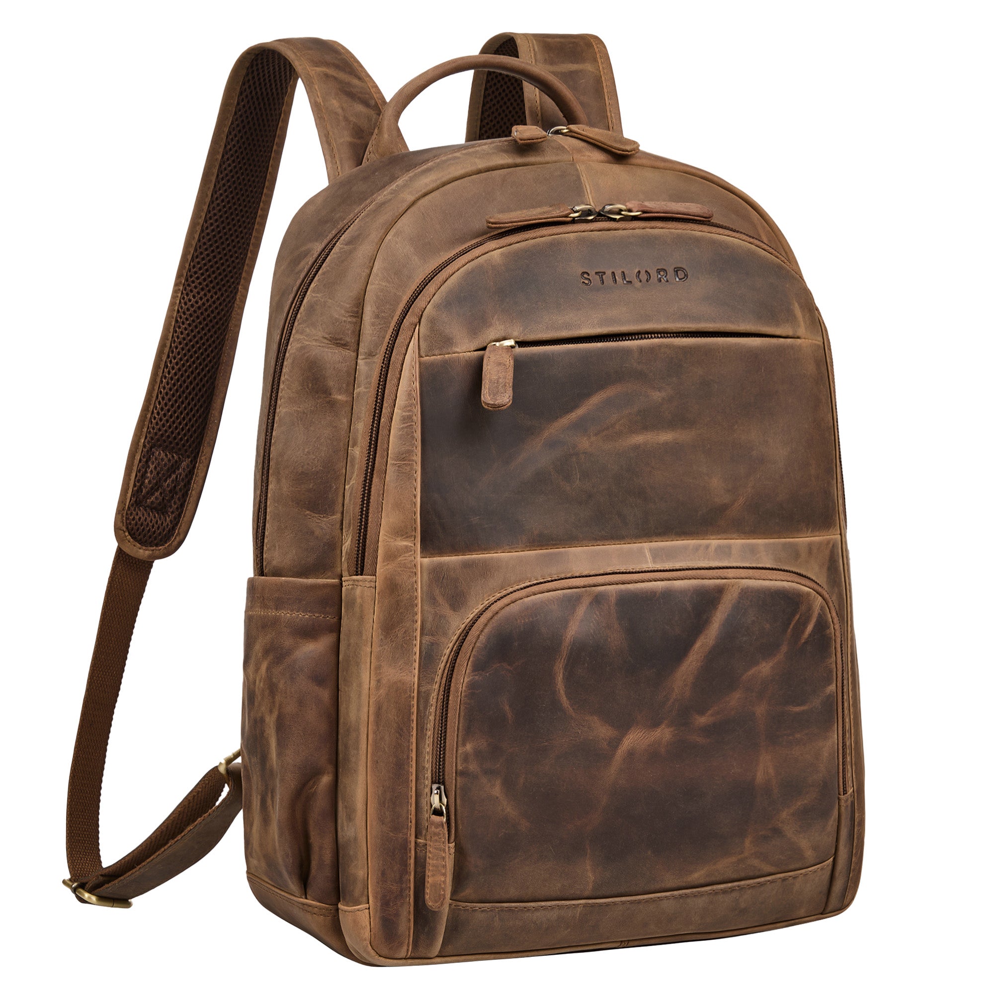 laptop rucksack groß leder vintage braun herren