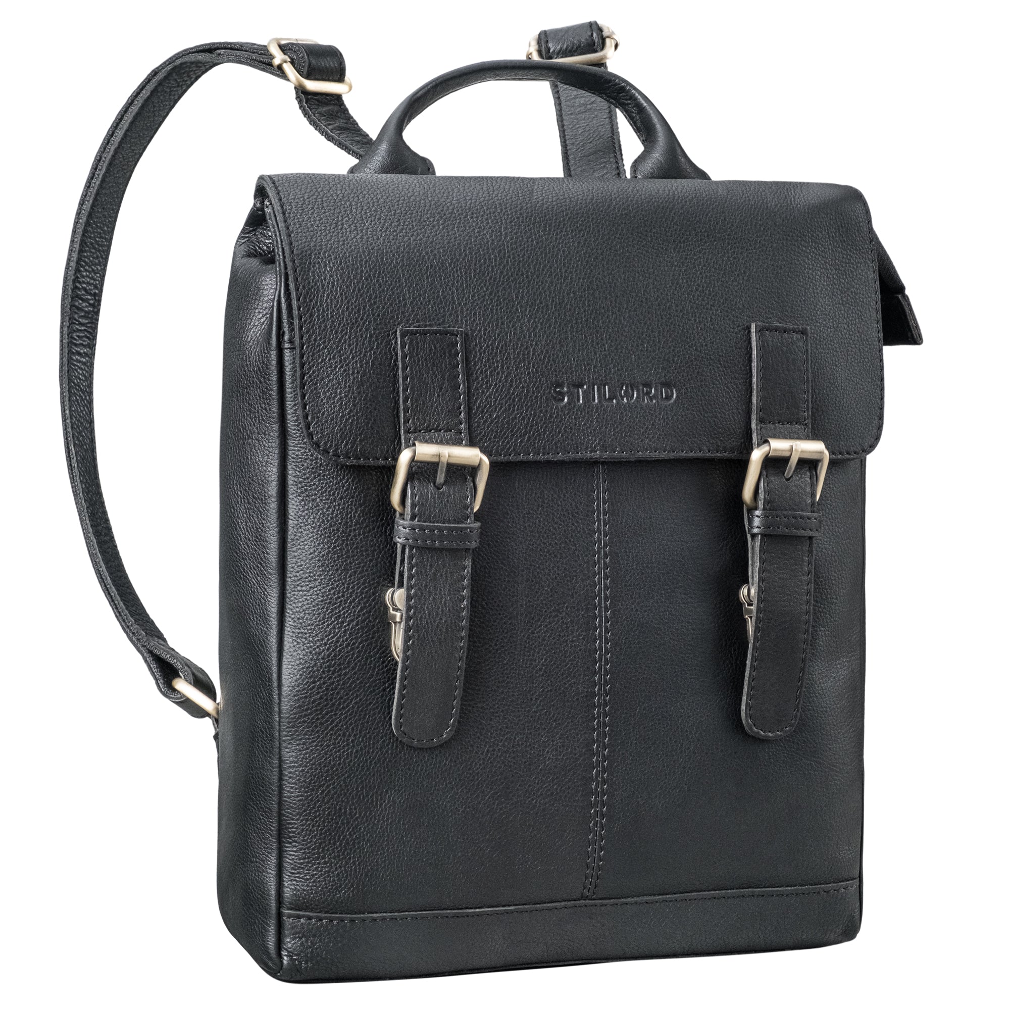kleiner leder rucksack damen schwarz tablet 13 zoll