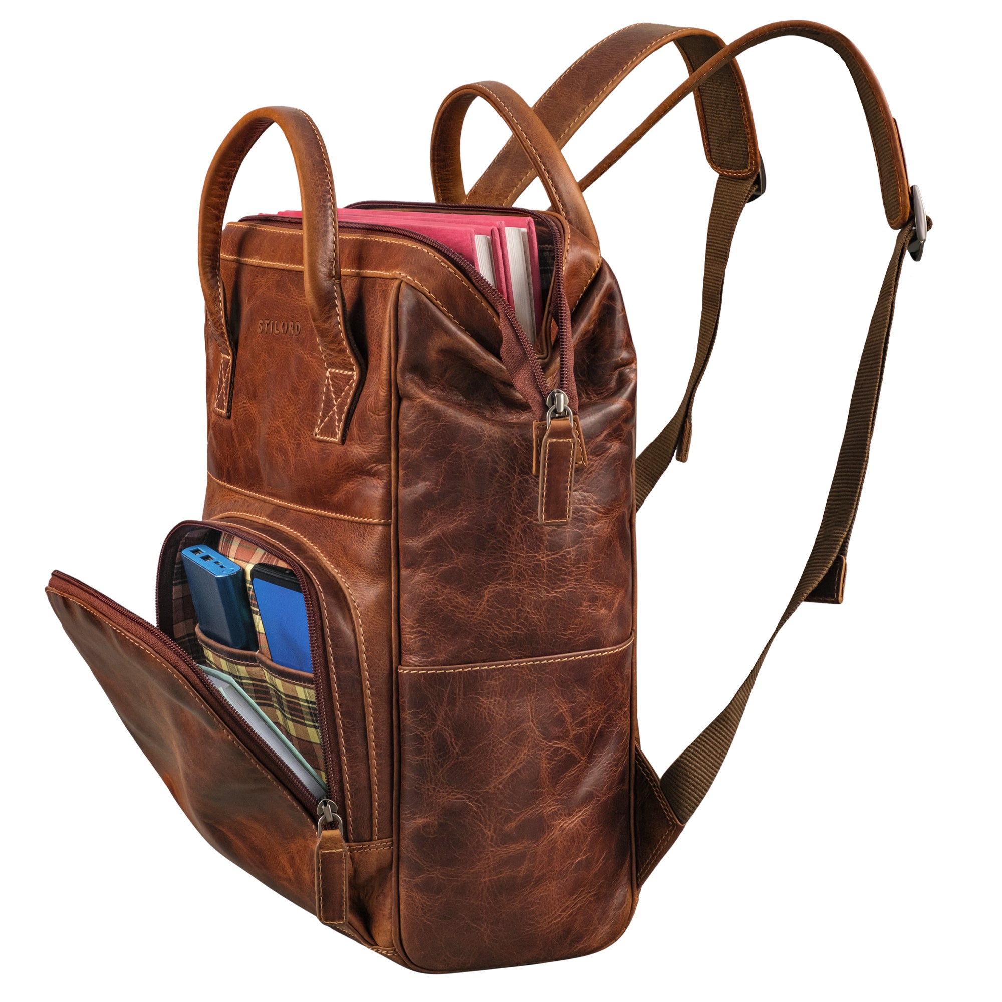 Lederrucksack Damen braun