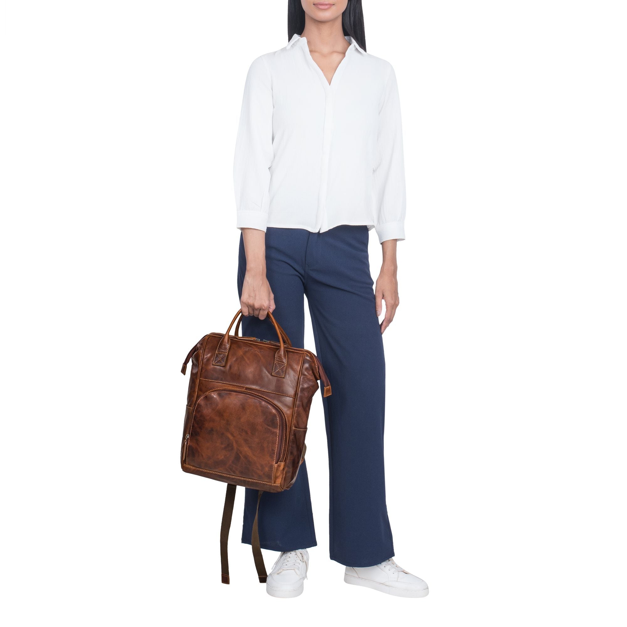 Lederrucksack Damen braun