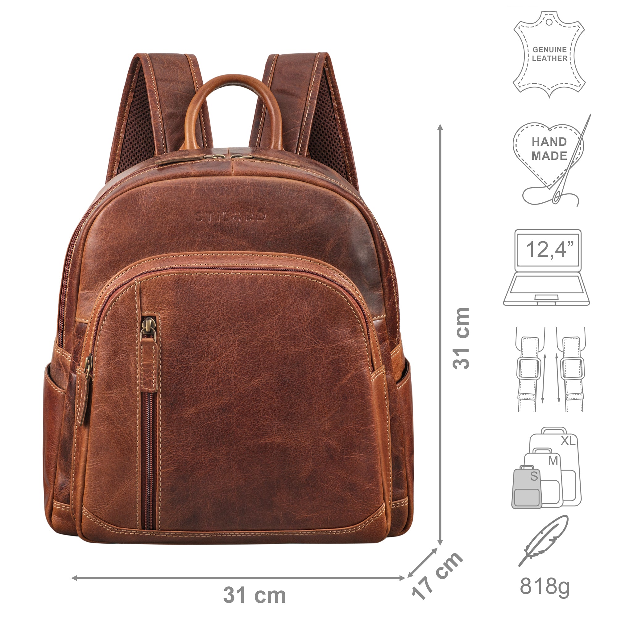 Lederrucksack Damen klein braun