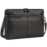 Schlanke Vintage Laptoptasche 15.6 Zoll Leder Schwarz mit abnehmbaren Schultergurt