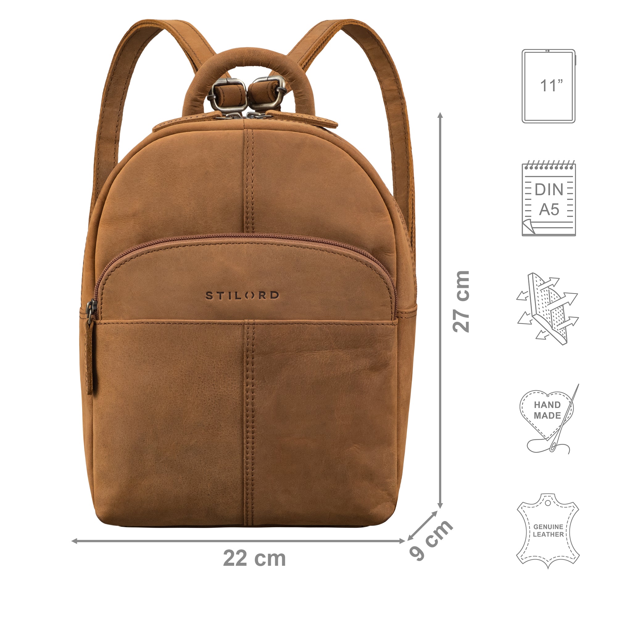 leichter leder rucksack klein damen braun