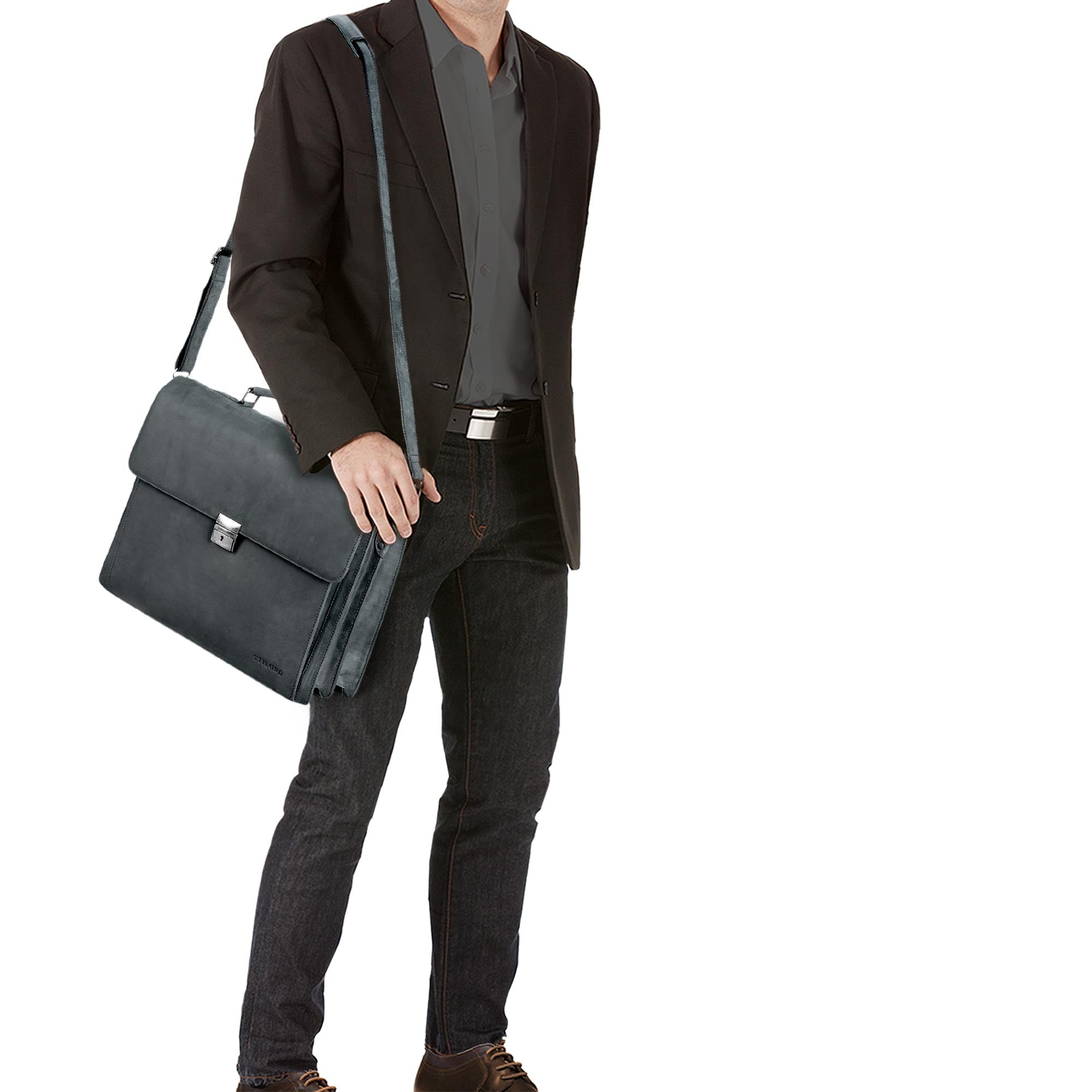elegante arbeitstasche leder herren schwarz