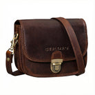 Cognac Mini Umhängetasche Damen Leder mit Abnehmbaren Gurt 