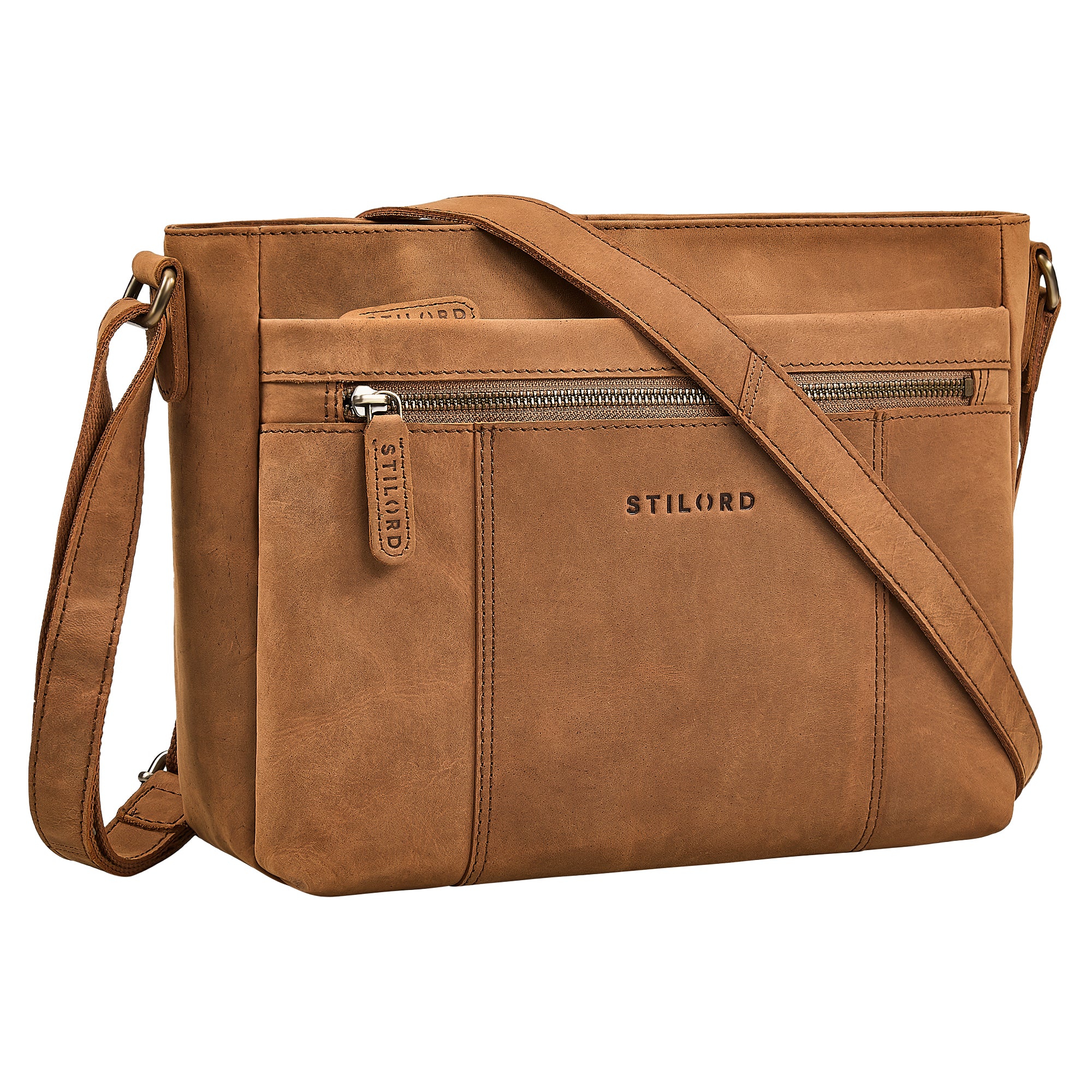 Hellbraune Mittelgroße Ledertasche Damen für 13 Zoll Tablet