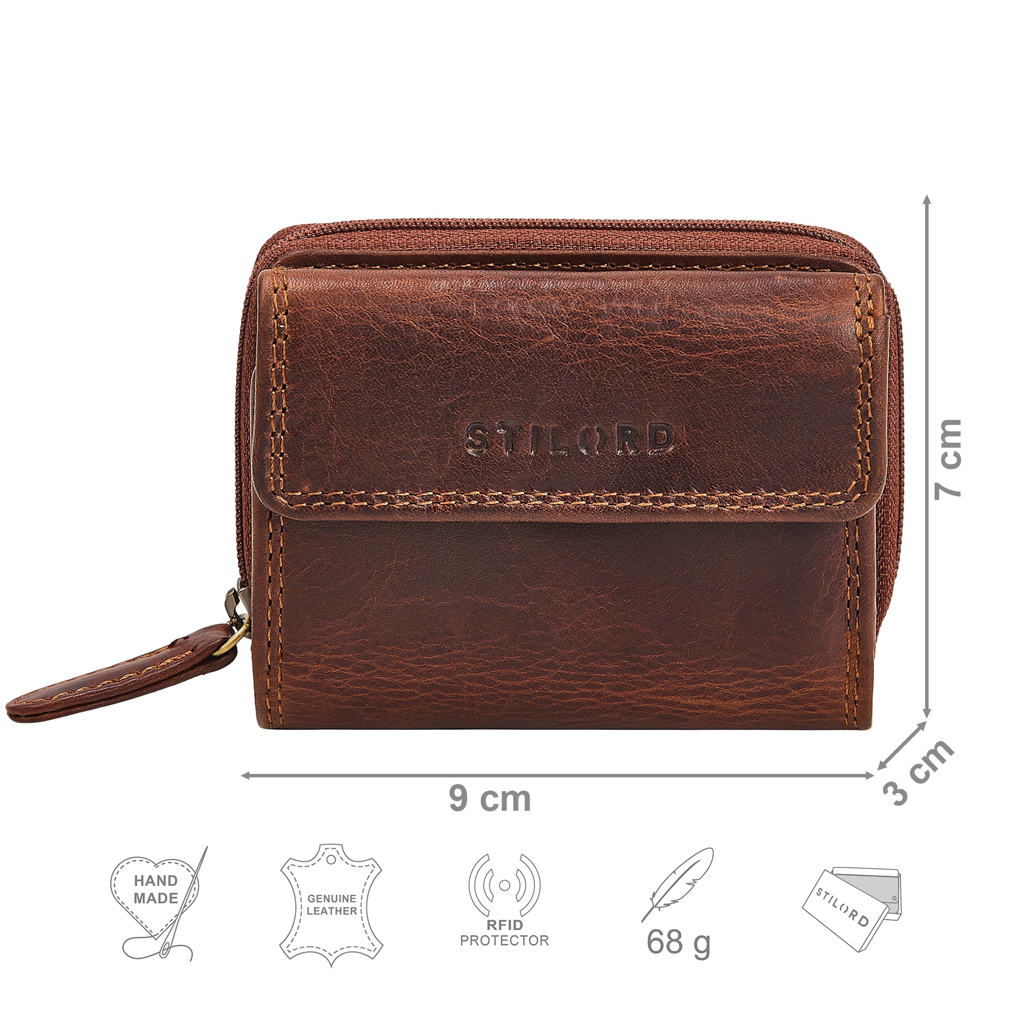 cognac leder klein portemonnaie damen