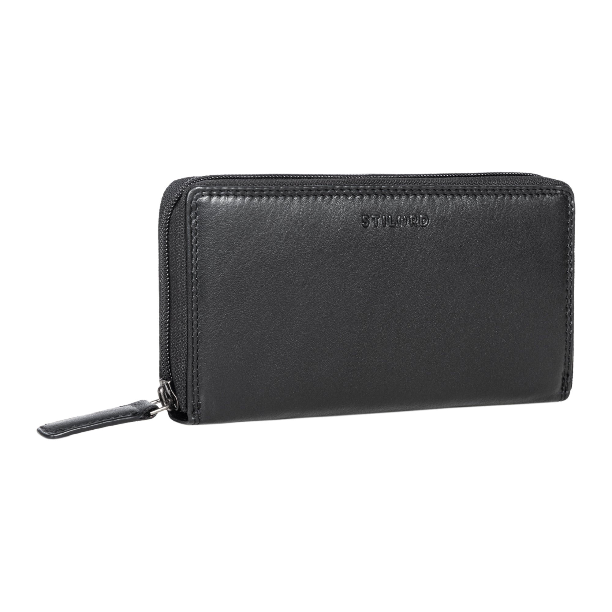 Leder Portemonnaie Damen schwarz