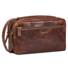 "Gaius" Leather Toiletry Bag for Men Vintage Travel Dopp Kit Wash Bag