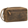 "Gaius" Leather Toiletry Bag for Men Vintage Travel Dopp Kit Wash Bag