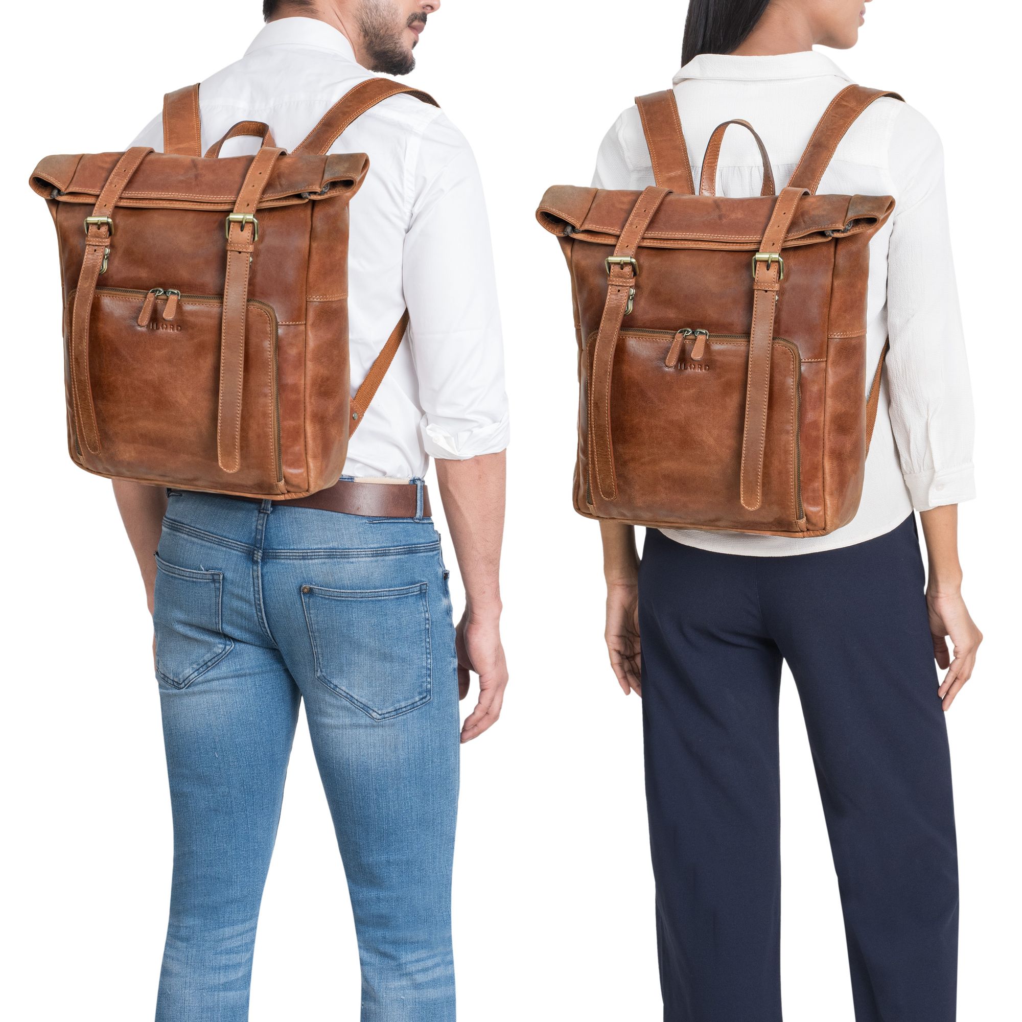 echt leder herren rolltop rucksack braun damen