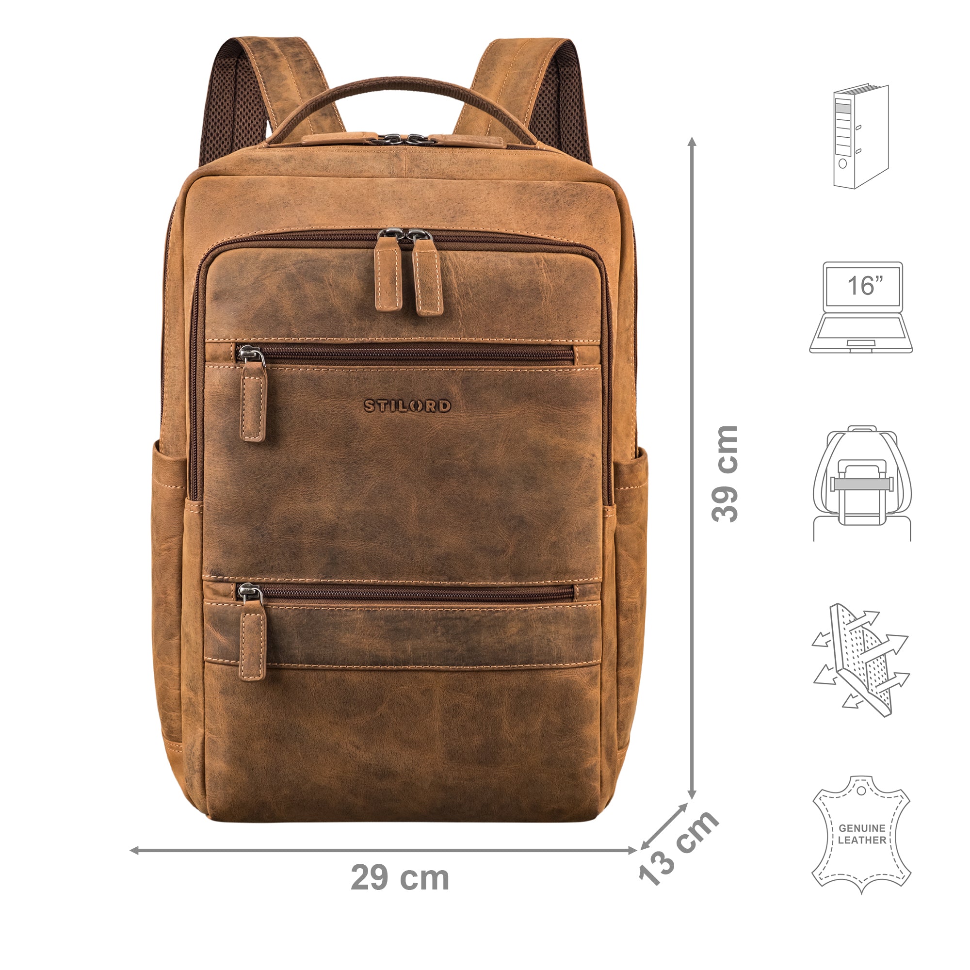 leder Rucksack mit Laptopfach herren braun