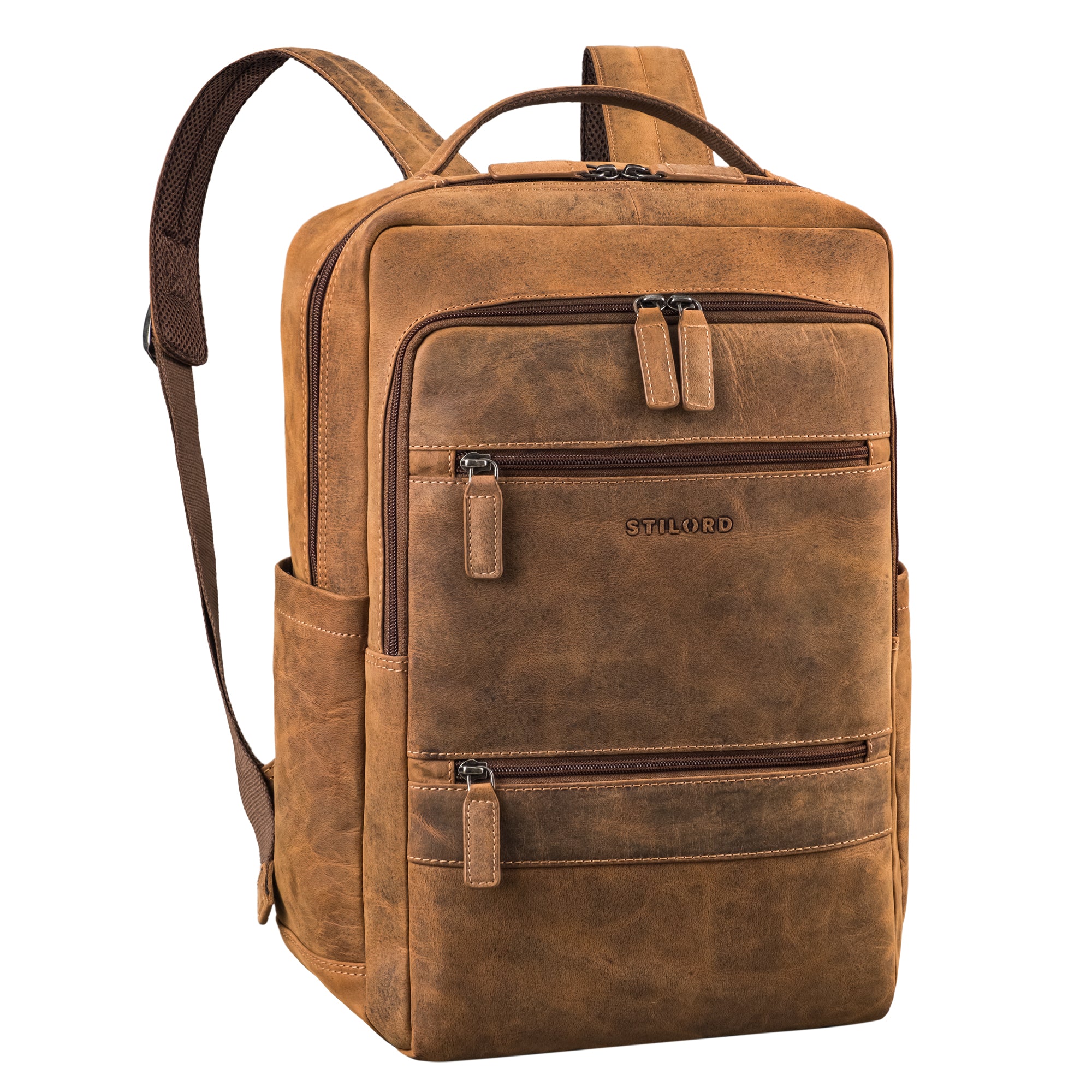 leder rucksack braun mit rückenbelüftung