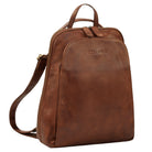 2-in-1 kleine Rucksack-Tasche Echtleder mit vielen Fächern für 10,9 Zoll Tablet Brandy Cognac
