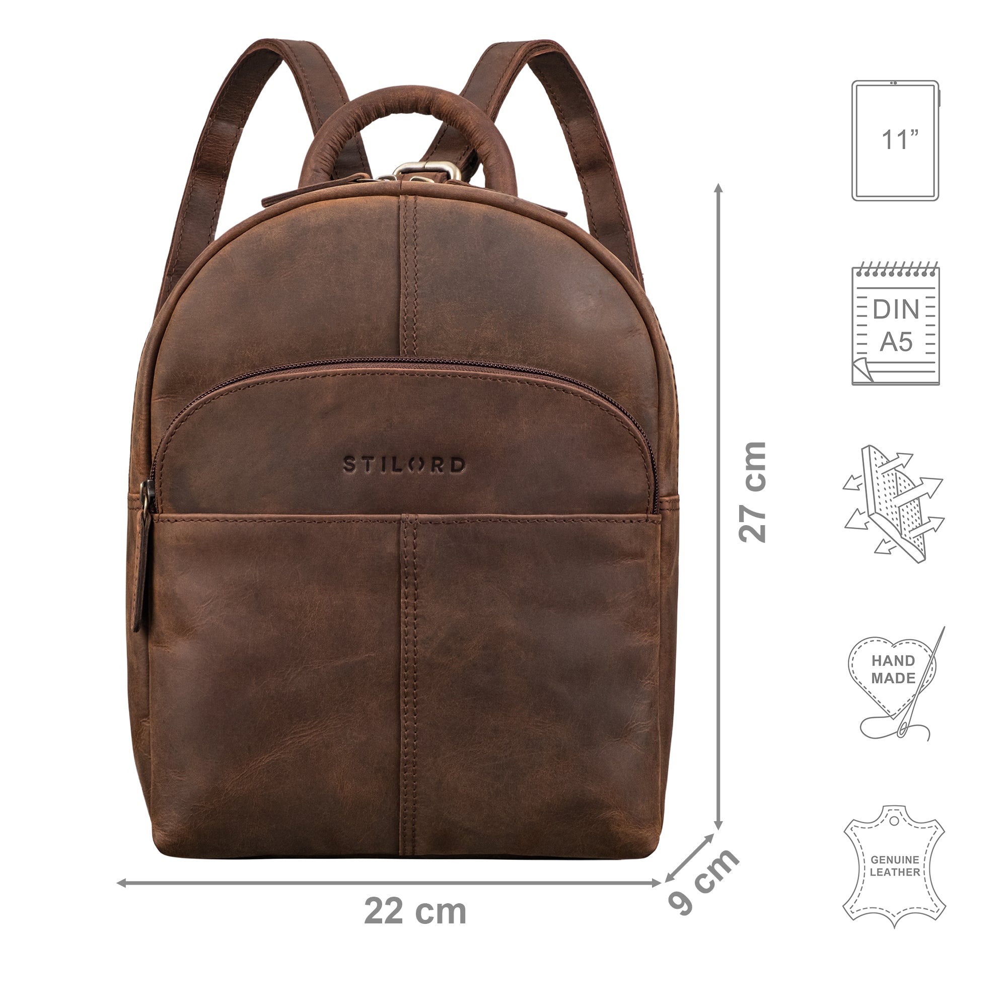 leder rucksacktasche dunkelbraun klein damen