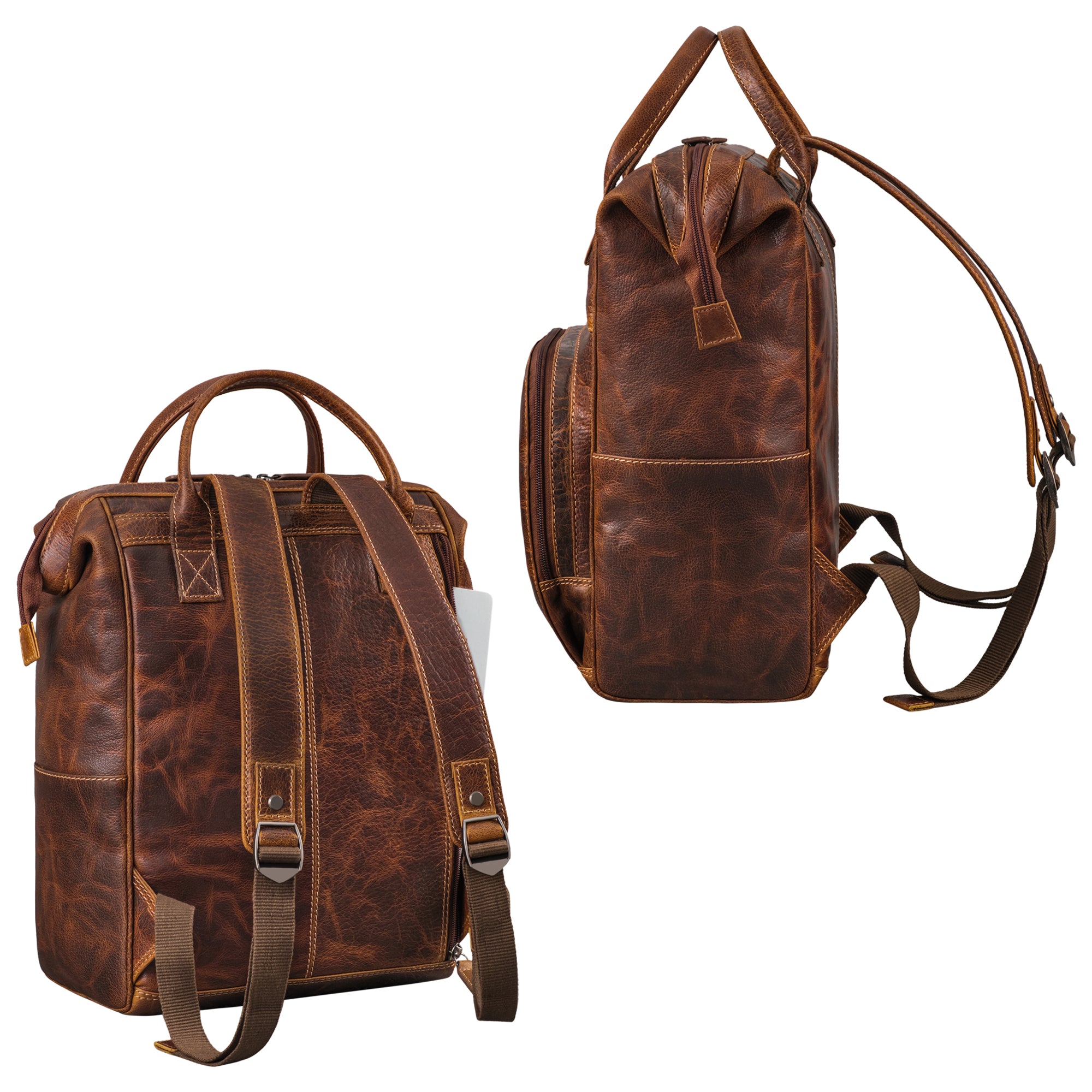 Lederrucksack Damen braun
