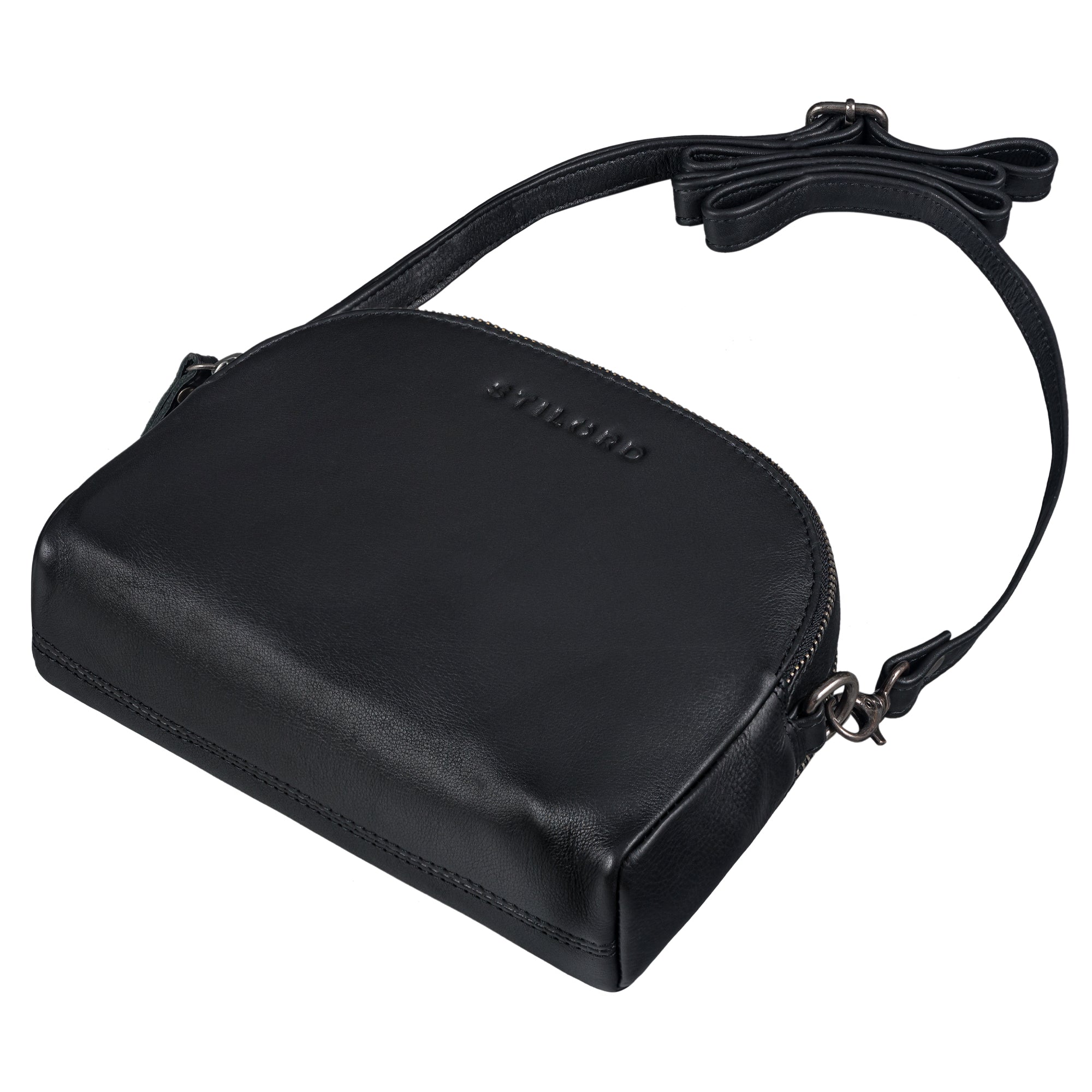 Kleine Leder Schultertasche Damen schwarz