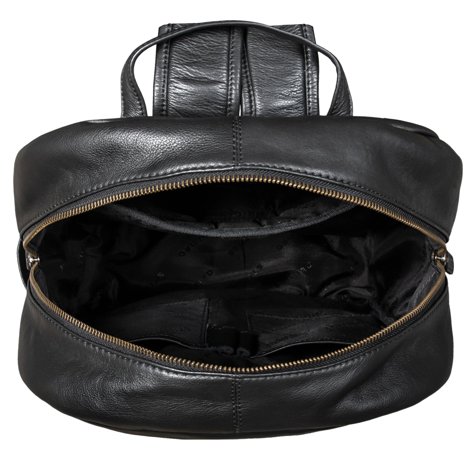 Schulrucksack schwarz Leder