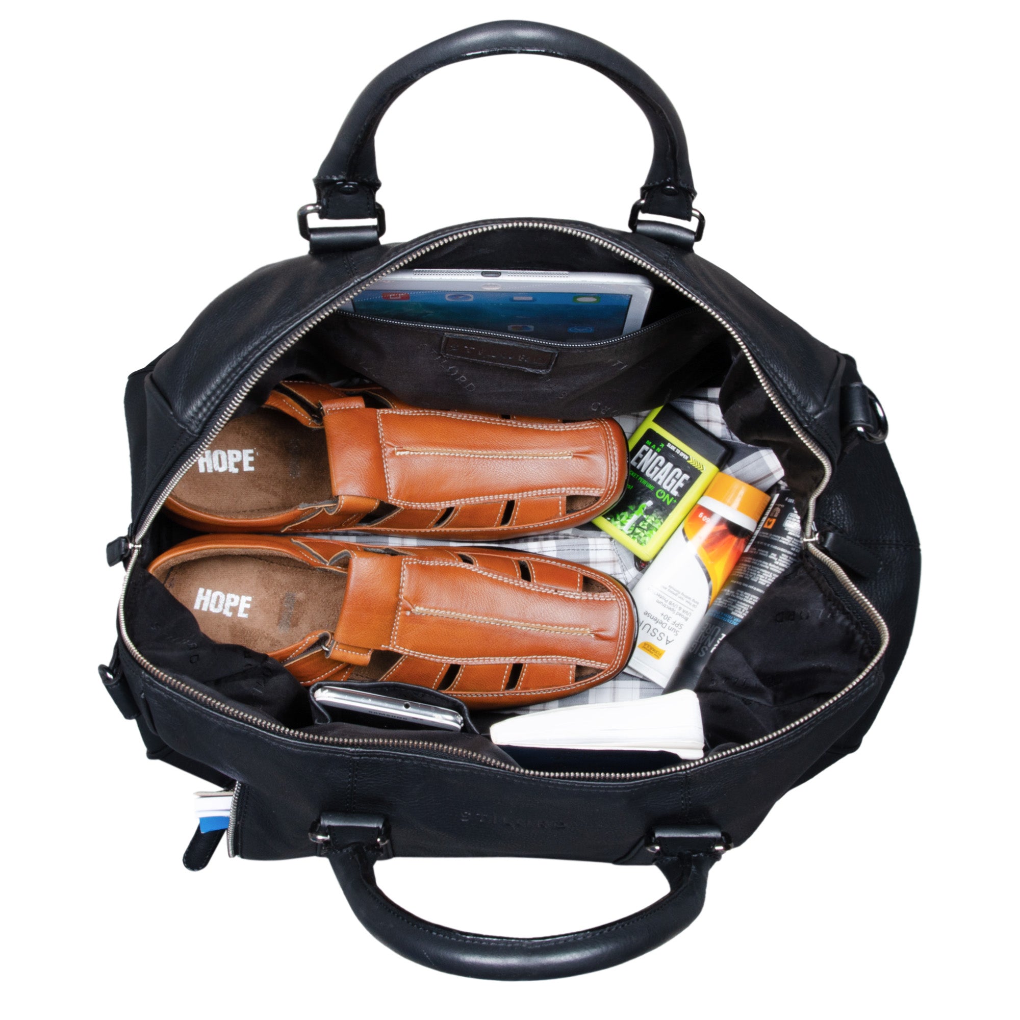 Bordtasche Leder schwarz