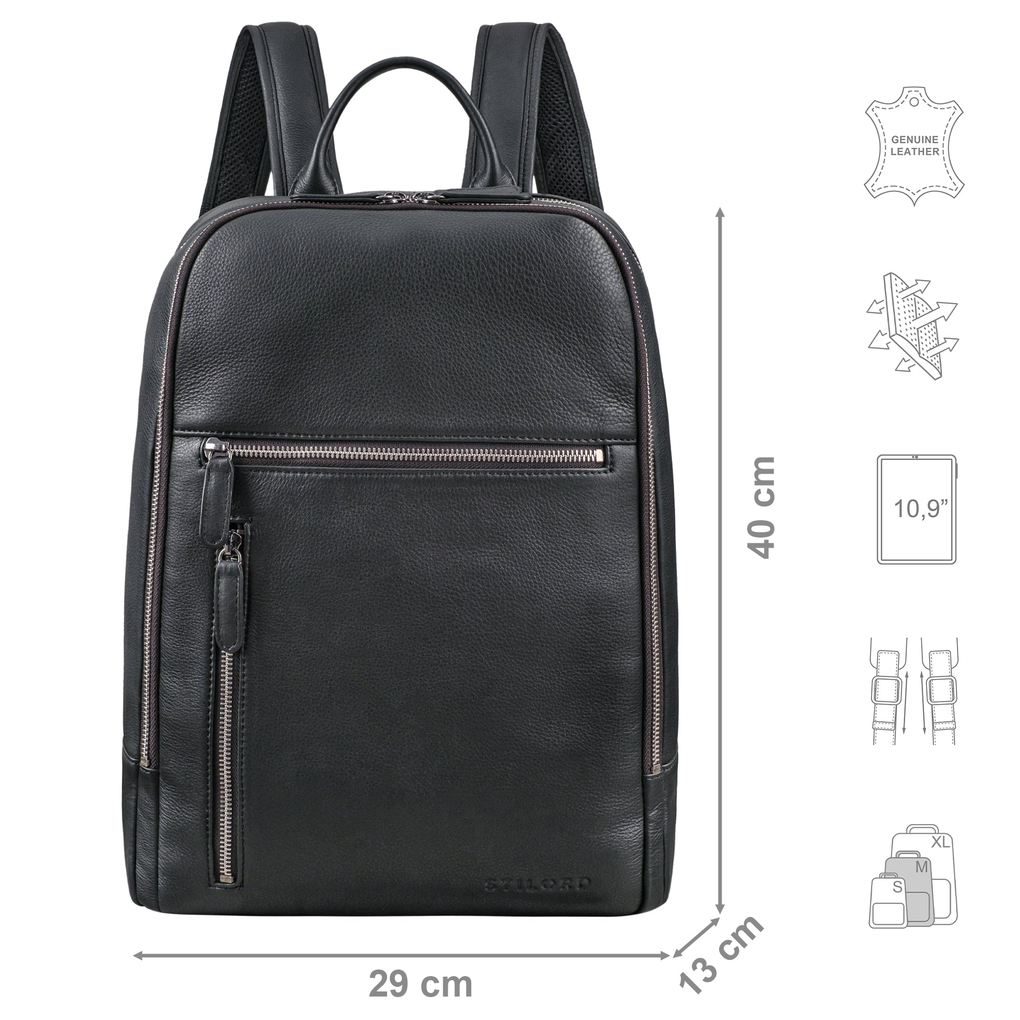 schwarzer Lederrucksack für Herren