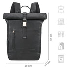 Leder Rolltop Rucksack schwarz