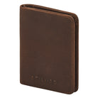 Slim Wallet mit Münzfach Echt leder braun bifold