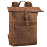 "Tacoma" Leather Rolltop Backpack for 17 Inch Laptop –  Men Women Vintage Leather Rucksack