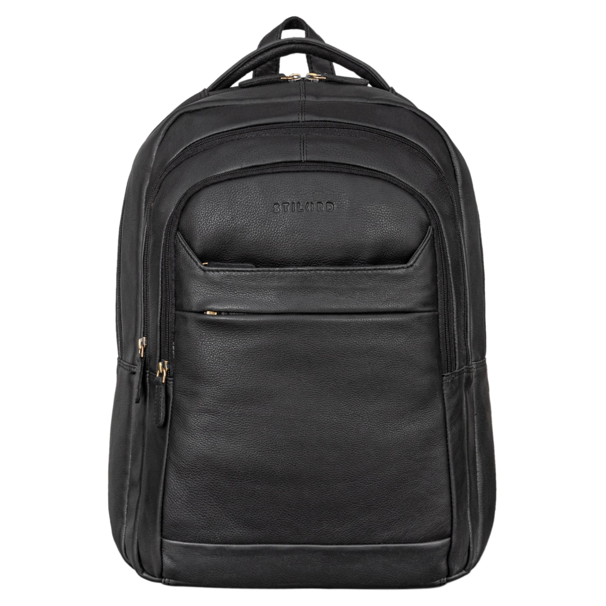 schwarzer studenten rucksack leder