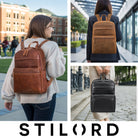 Brauner Echtleder Laptoprucksack 15.6 Zoll für Damen 