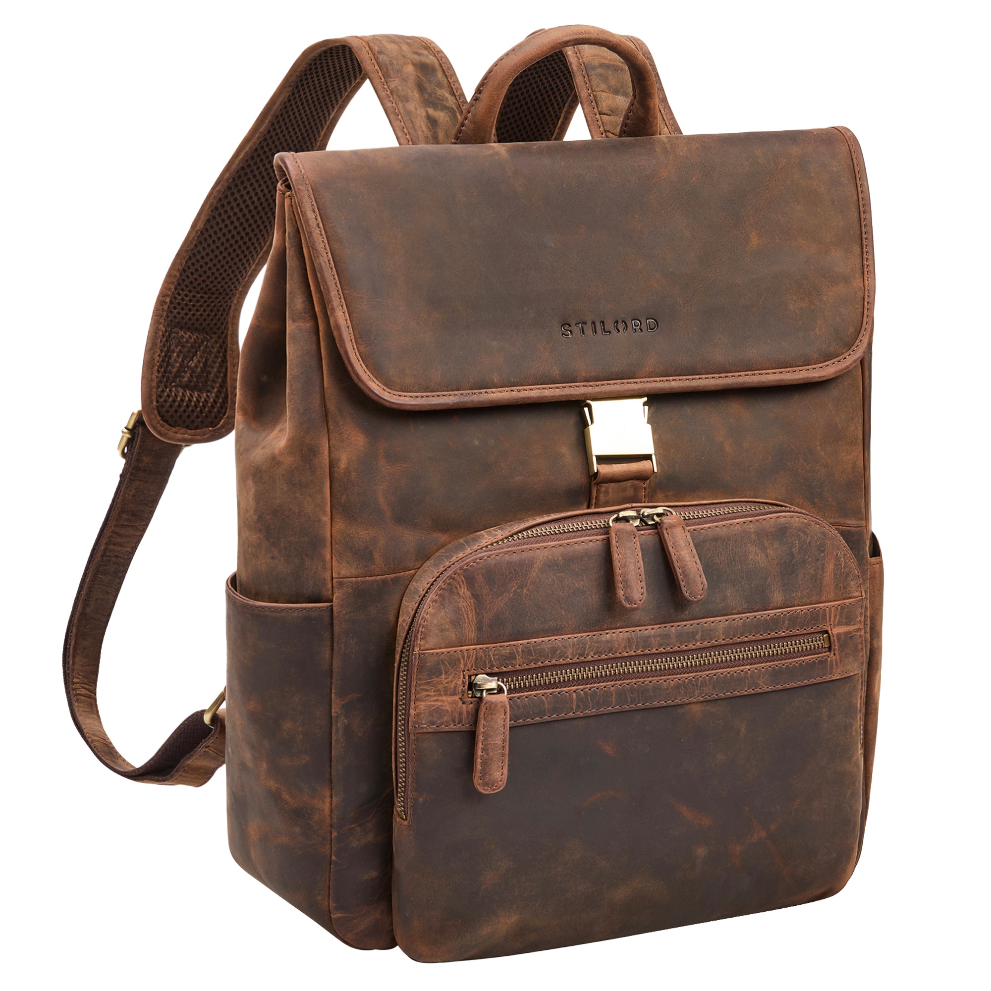  Vintage Leder Rucksack dunkel-braun Groß für 15.6 Zoll Laptop Damen & Herren